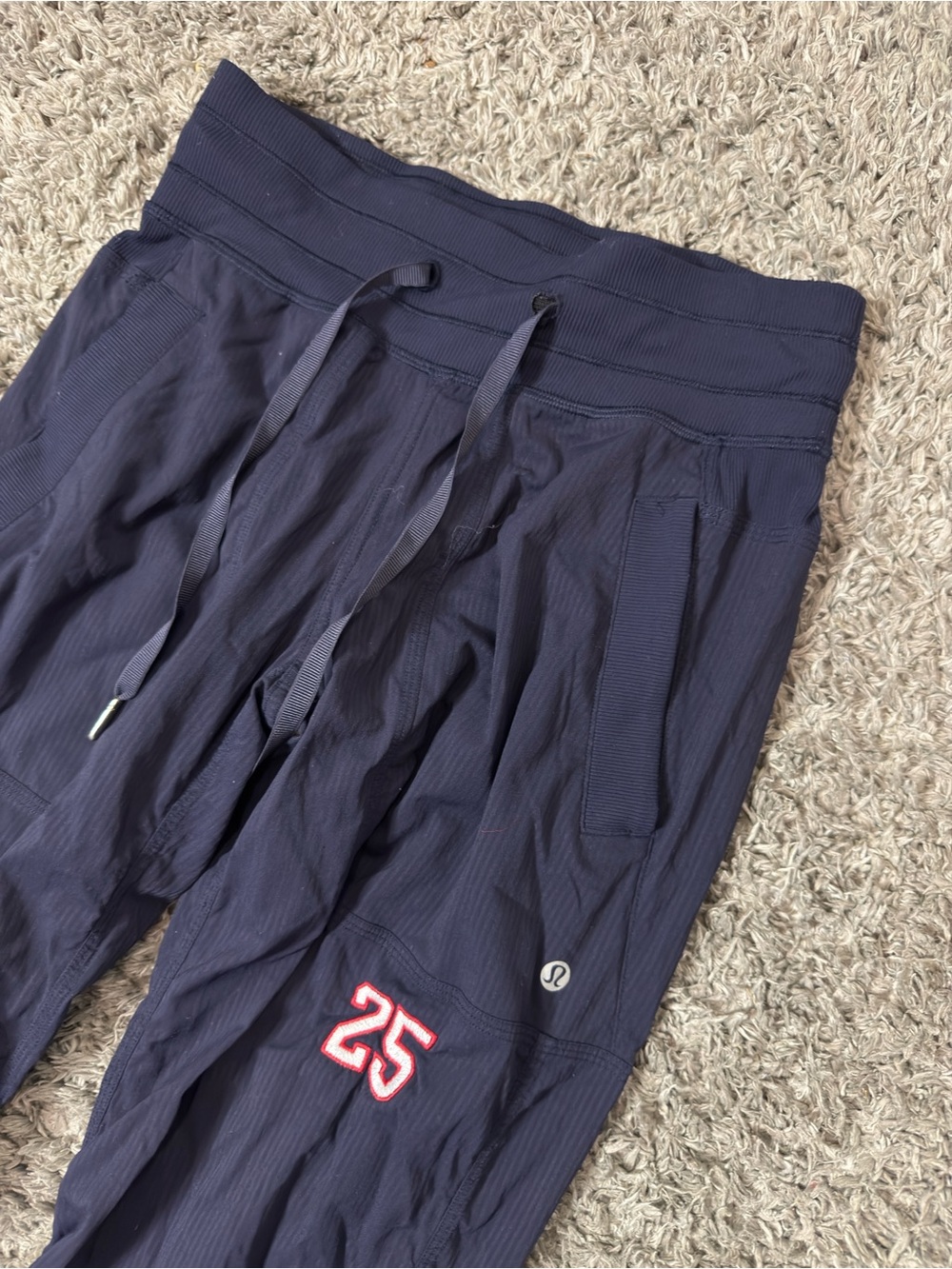 lululemon athletica Navy Track Jogger Pants with Red "25" Patch